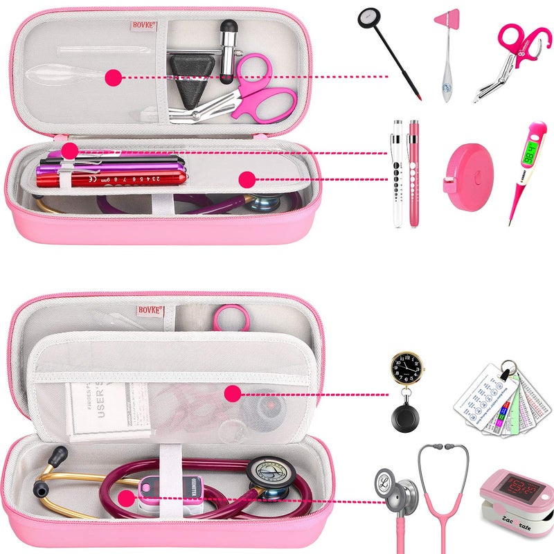 BOVKE Stethoscope Case for 3M Littmann Classic III Monitoring/Lightweight II S.E/Cardiology IV Diagnostic/MDF Acoustica Stethoscopes, Mesh Pocket for Doctor & Nurse Accessories, Pearl Pink - Image 2